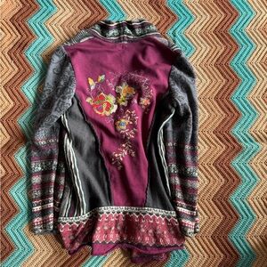 IVKO Women's Sweater with Floral Embroidery - Purple and Gray